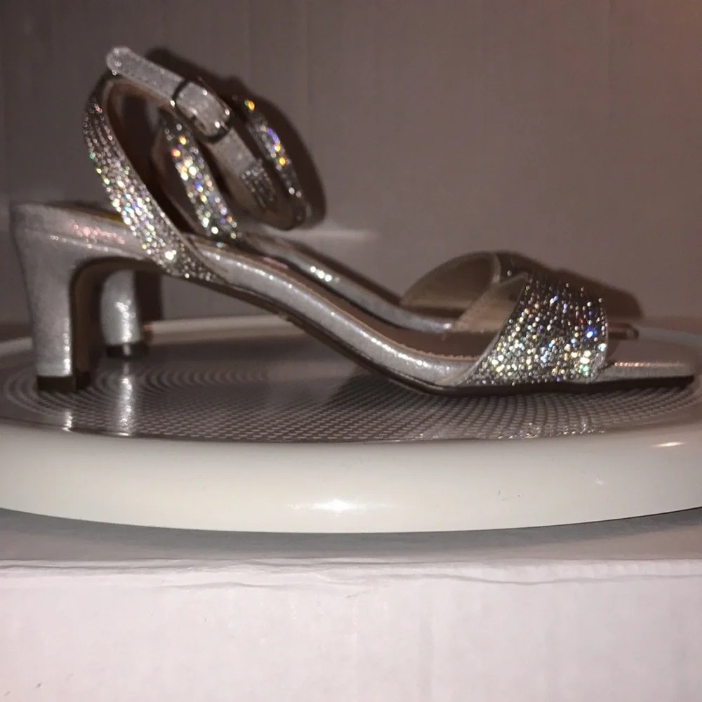 Steve Madden Silver Rhinestone Ankle-Strap Dress Sandal